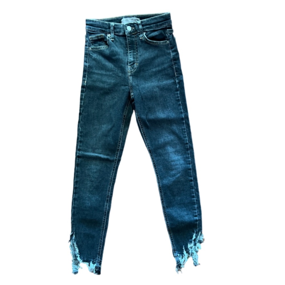 Topshop Jamie High Waist Super Skinny Torn-Off Ankle Cropped Size 24